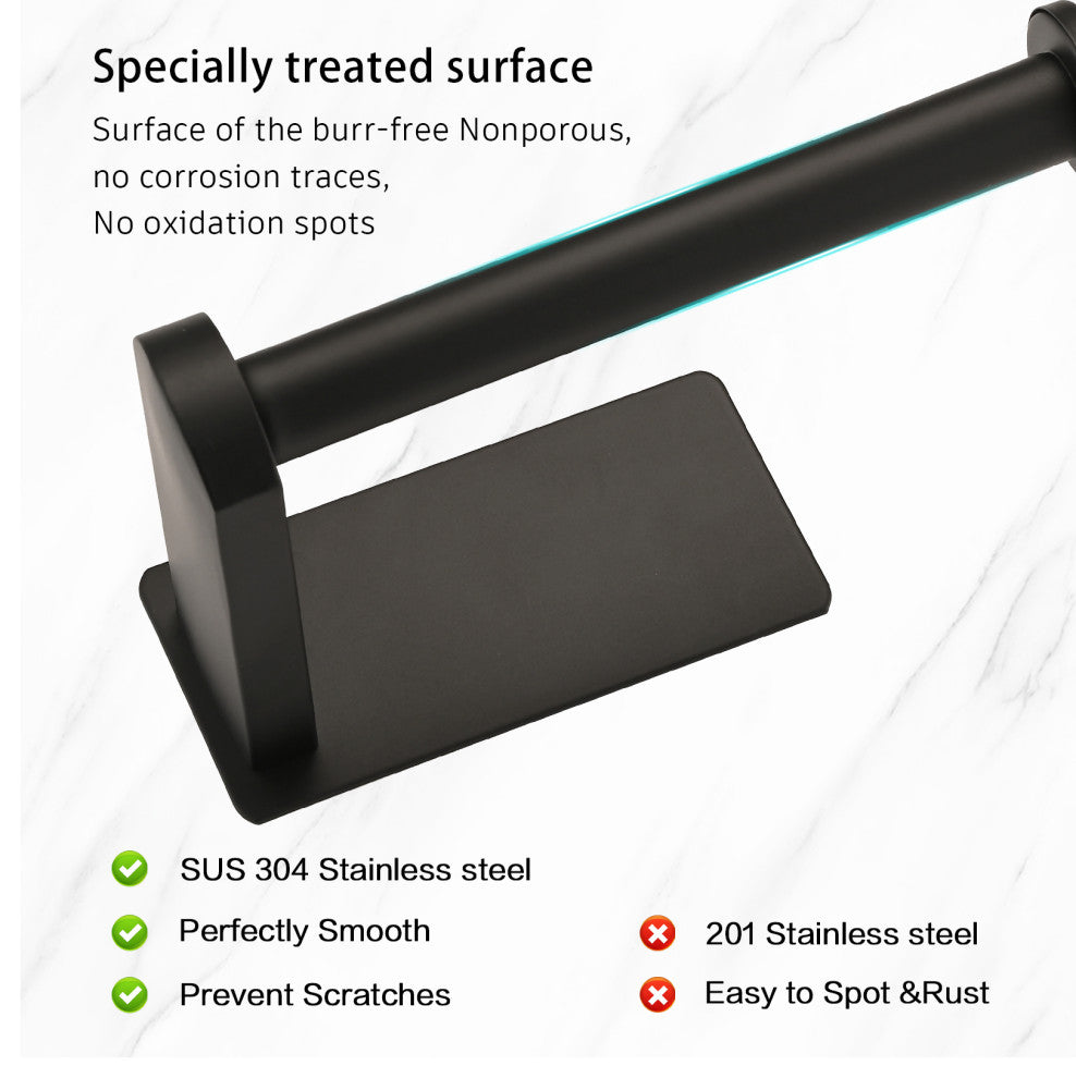 Wall Mounted Self-Adhesive Bathroom Toilet Paper Holder Roll Dispenser, Matte Black