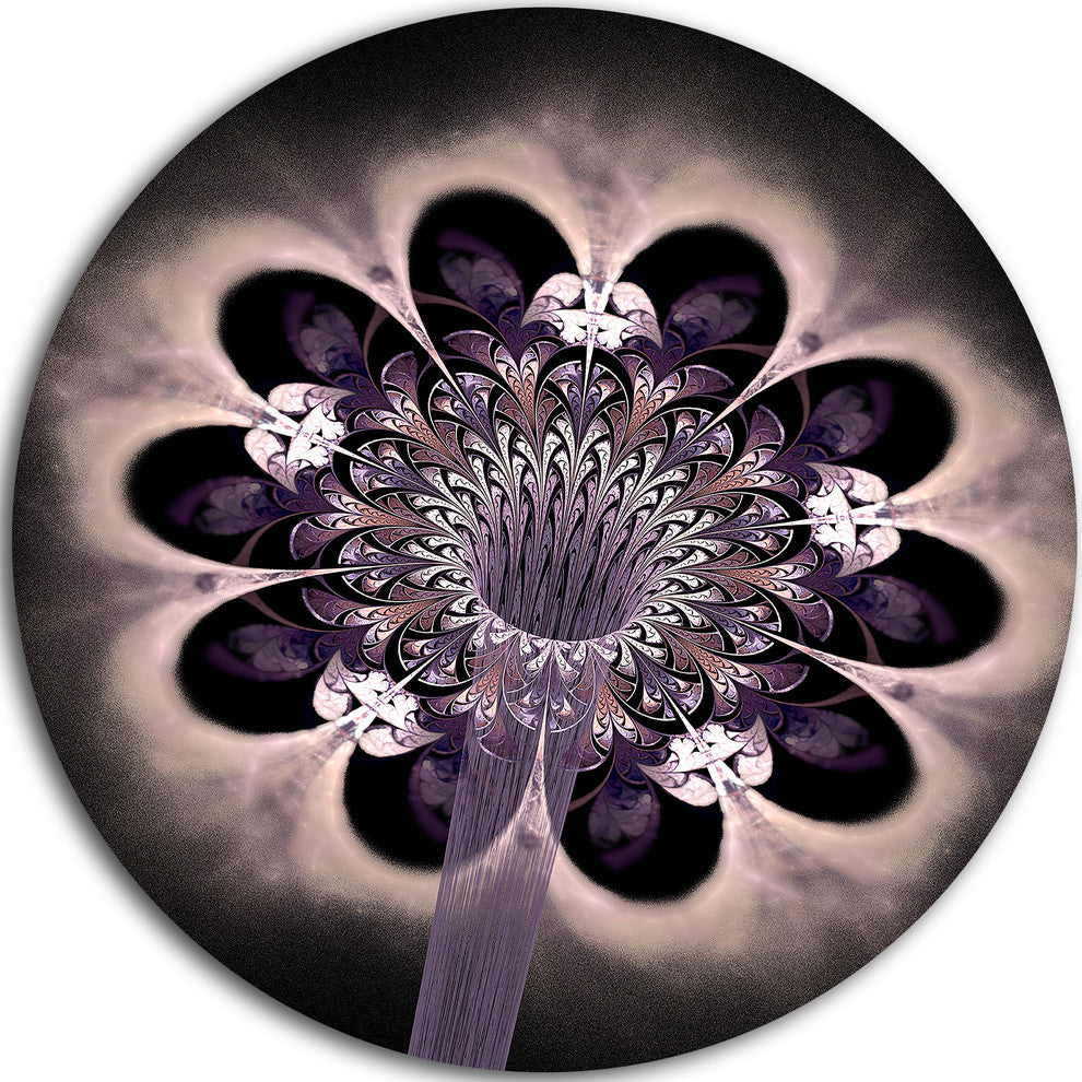 Bright Yellow Digital Fractal Flower, Floral Disc Metal Wall Art, 23"