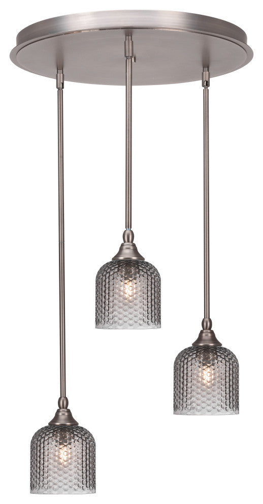 Empire 3-Light Cluster Pendalier, Brushed Nickel/Smoke Textured
