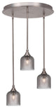 Empire 3-Light Cluster Pendalier, Brushed Nickel/Smoke Textured