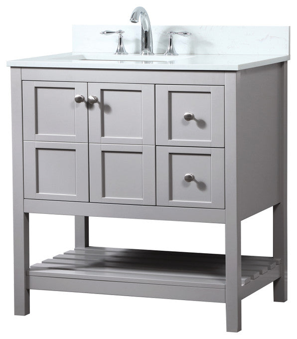 Tobias 32" Single Bathroom Vanity, Gray, With Backsplash