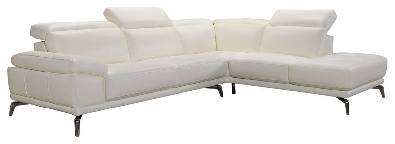 HomeRoots 29" White Leather and Wood Sectional Sofa