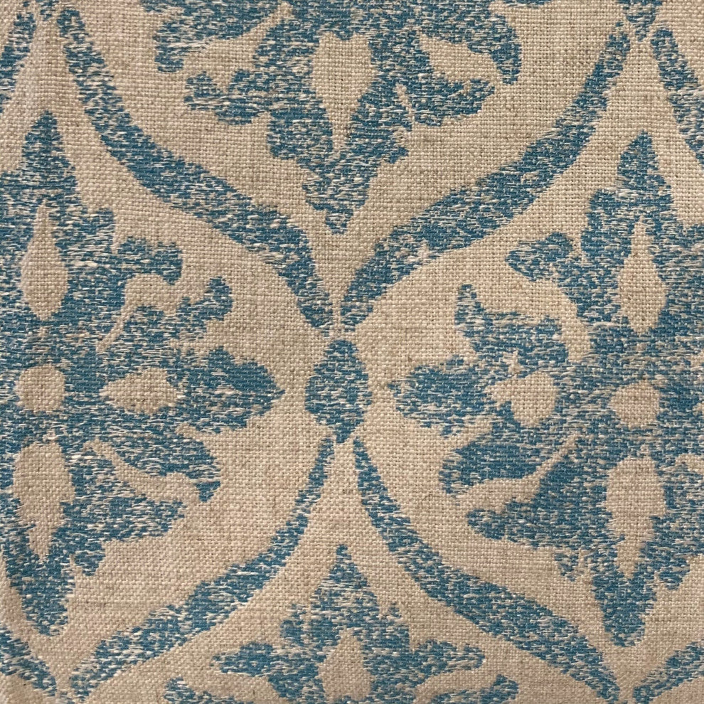 Plutus Blue Flowers Jacquard Luxury Throw Pillow, 12"x20"
