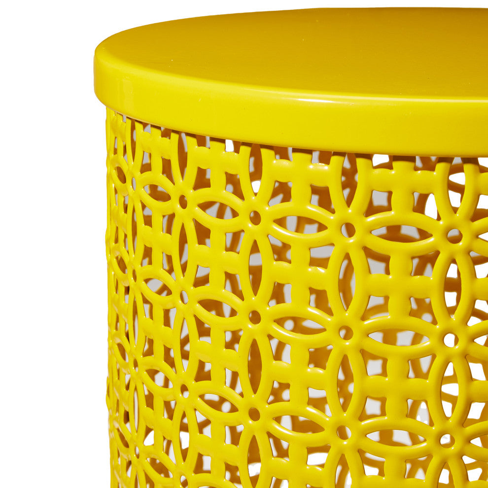 Multi-Functional Metal Garden Stool, 2-Piece Set, Yellow