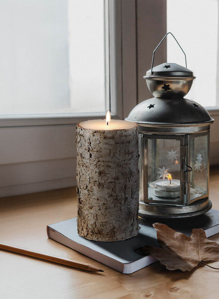 Medium Birch Bark Candle, Sold Individually, 4"x8"