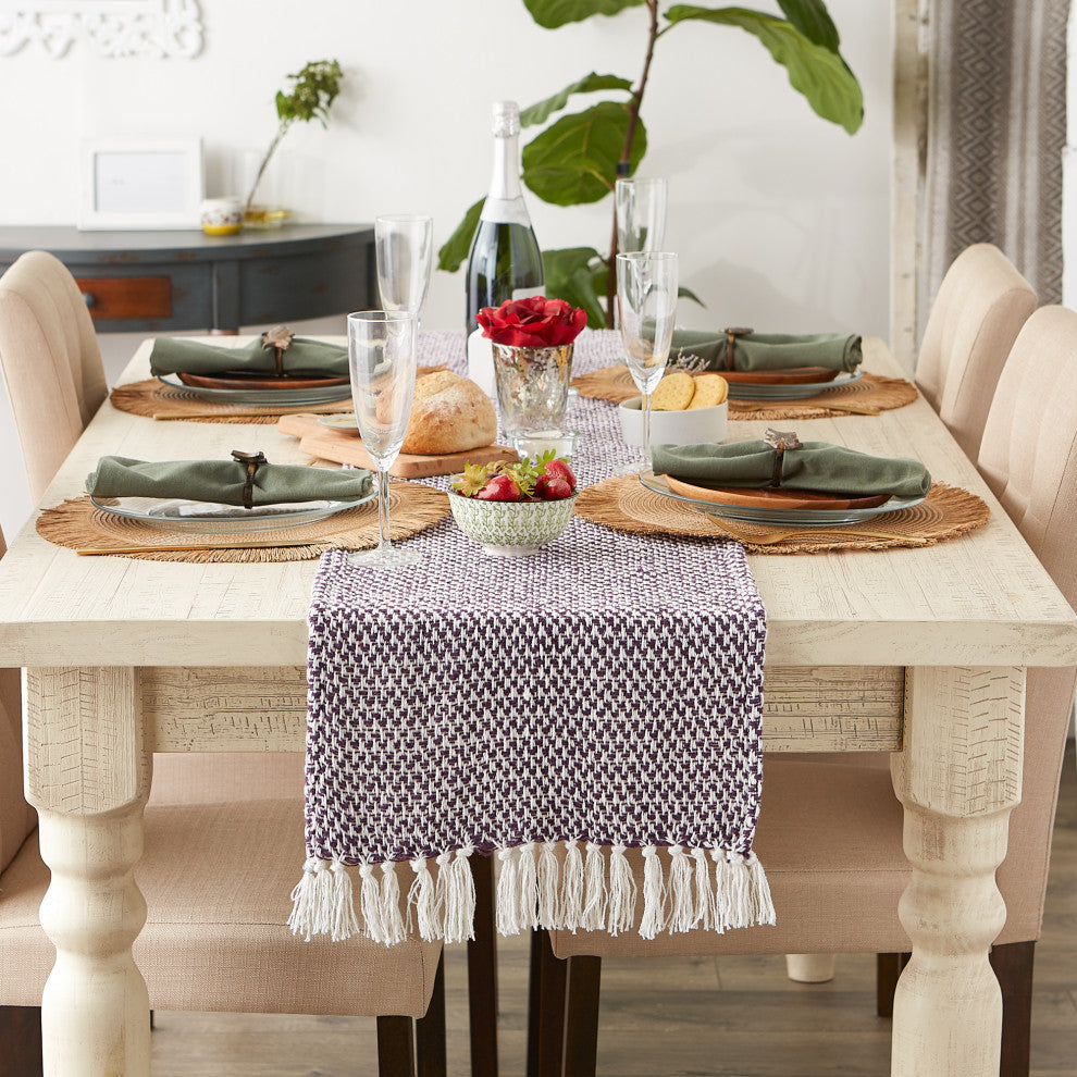 Eggplant Woven Table Runner 15x108