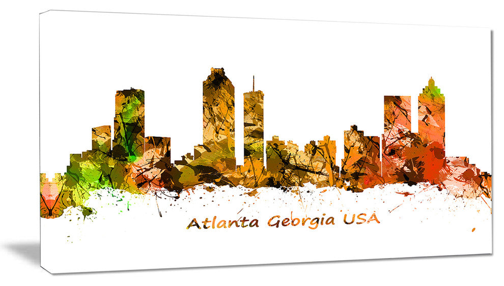 "Atlanta Georgia Skyline" Cityscape Painting Canvas Print, 32"x16"