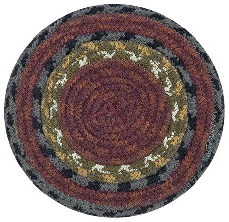 Burg/Olive/Charcoal Round Trivet, 8"x8"