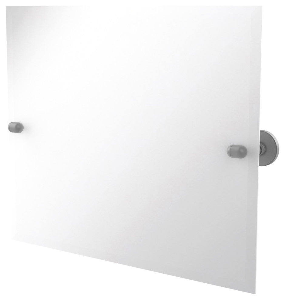 Frameless Landscape Beveled Edge Tilt Mirror, Matte Gray