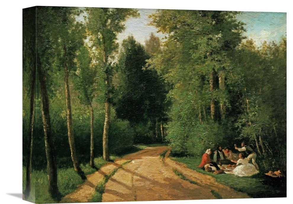 "A Picnic at Montmorency" Stretched Canvas Giclee by Camille Pissarro, 16"x12"