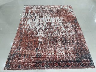 Hand-Knotted Wool Ivory/Red Transitional Modern Modern Rug, 7' X 9'