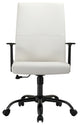 LeisureMod Evander Leather Office Chair With Adjustable Height, White