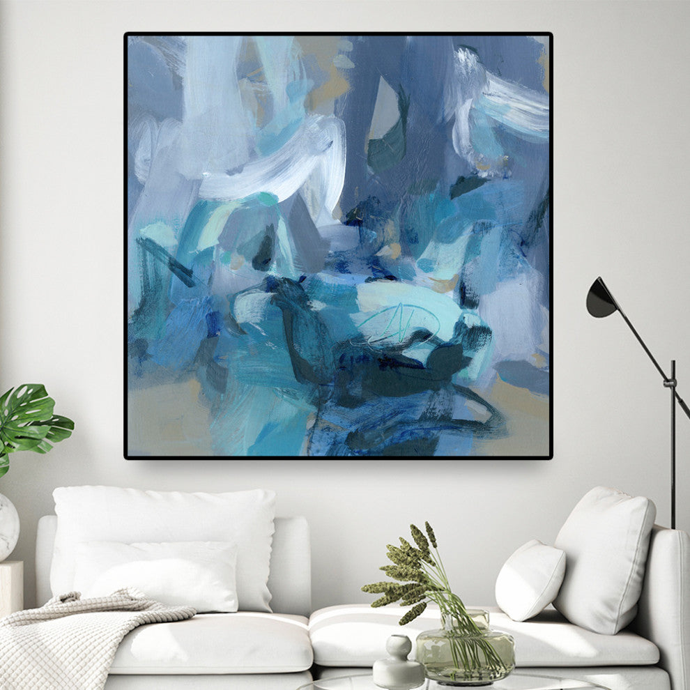 "Abstract Blues II" Oversized Framed Canvas, 45" x 45"
