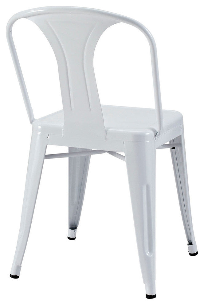 Modern Contemporary Kitchen Metal Dining Side Chair Set of 2 White