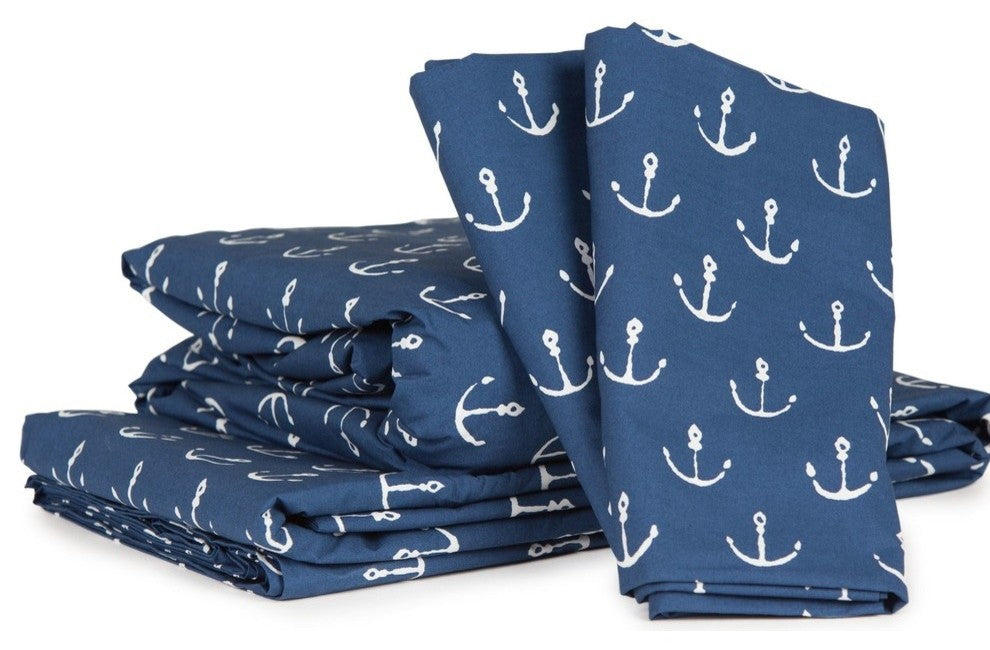 Anchors by David Hart Sheet Set, Navy, Twin XL