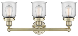 Edison Small Bell 3-Light 25" Vanity Light, Antique Brass Finish, Clear Shade