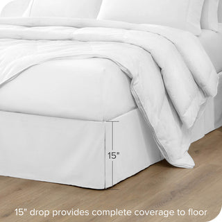Bare Home Microfiber Bed Skirt , 15" Drop Length, White, California King