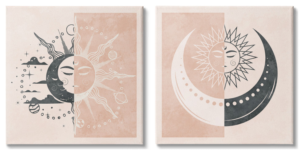 Celestial Sun Moon Stars Planets Astrology Motif, 2pc, each 24 x 24