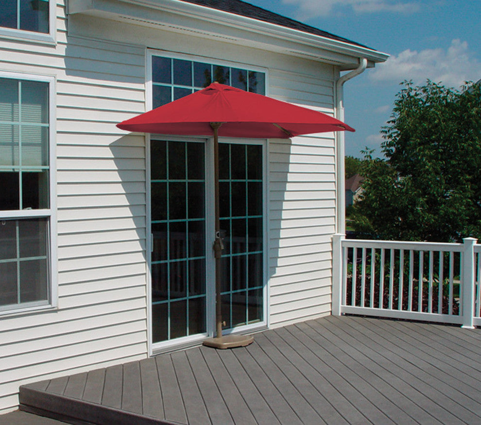 off-The-Wall Brella Half Umbrella, Red, 9'', Olefin Fabric