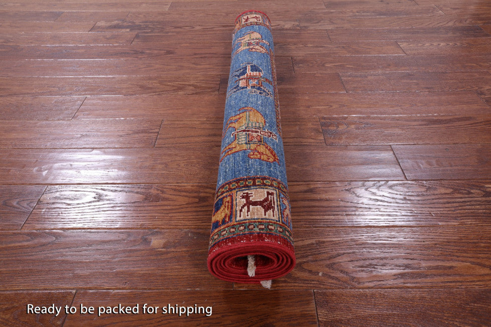 Antiqued Pazyryk Historical Design Handmade Rug 3' 4" X 5' 0" Q10696