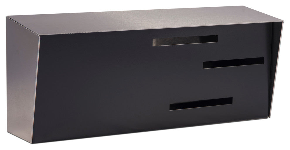 Locking Mid Century Modern Mailbox, 2 Tone Silver, Black