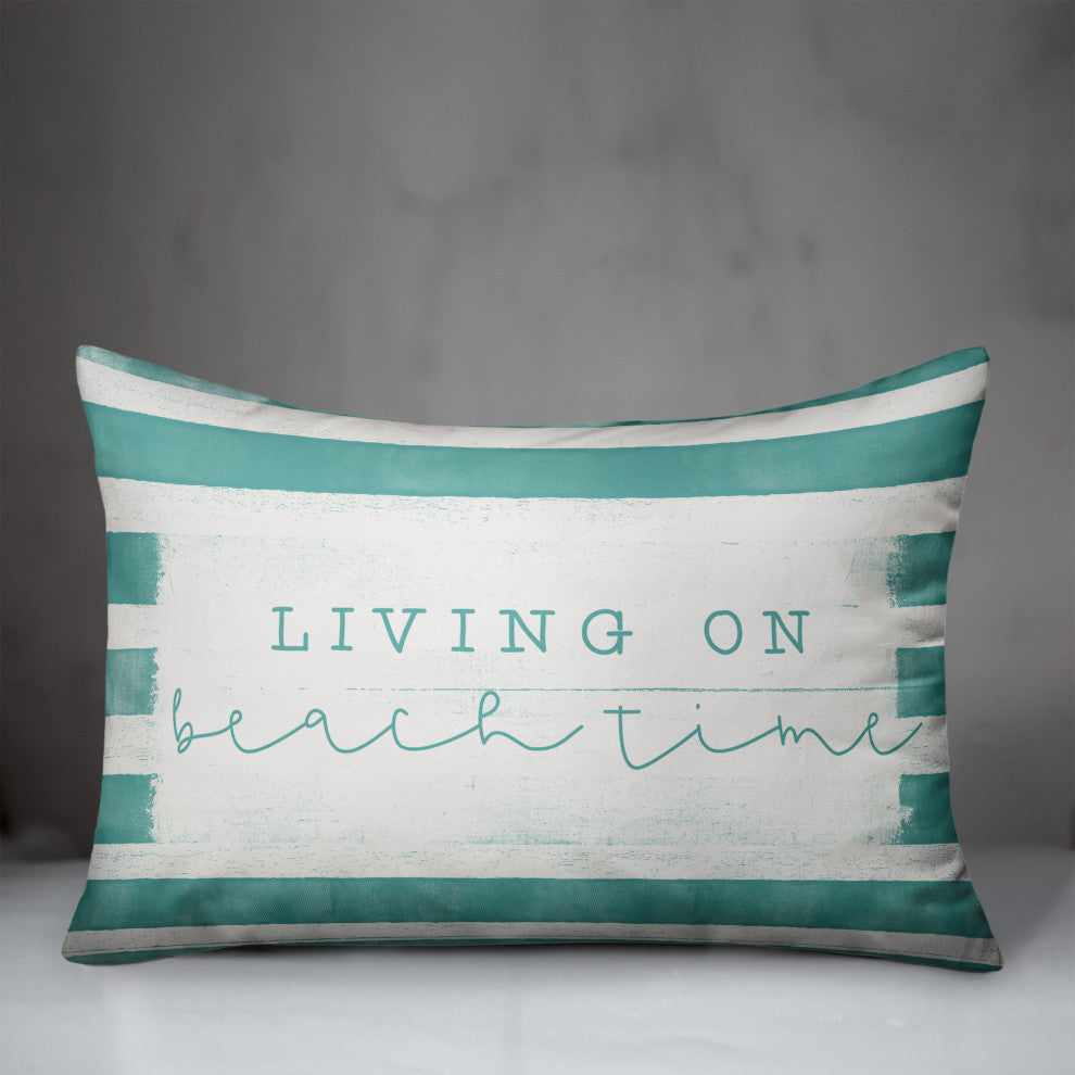 Beach Time Stripes Teal 14x20 Pillow