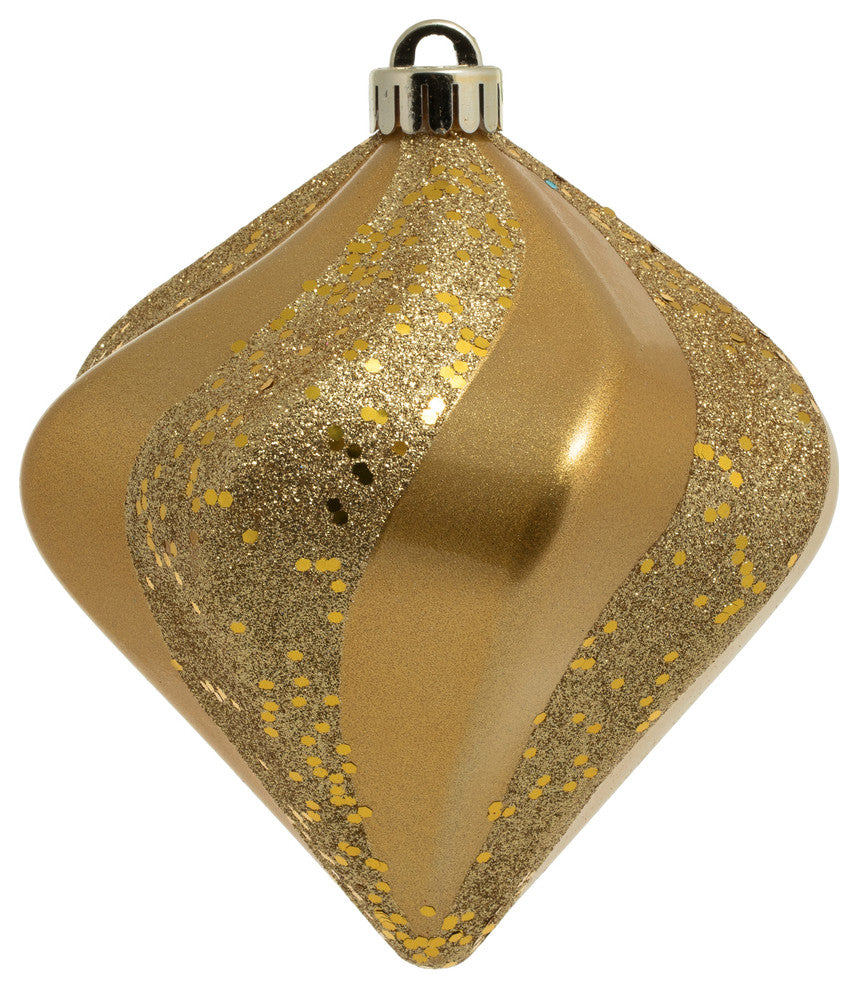 Vickerman N189808Dcv 6" Gold Swirl Diamond Uv Candy Christmas Ornament