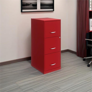 Scranton & Co 3-Drawer Metal Vertical File Cabinet with Lock in Lava Red