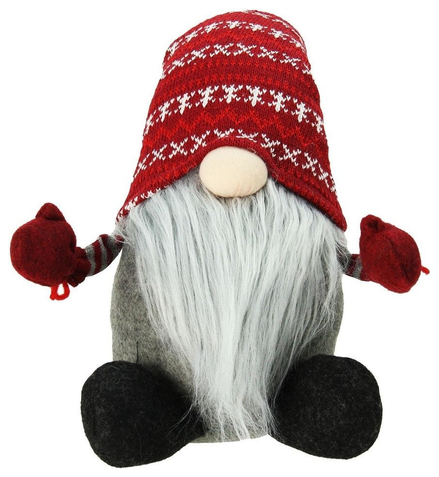 22" Plush Red and Gray Nordic Santa Christmas Gnome Tabletop Figure