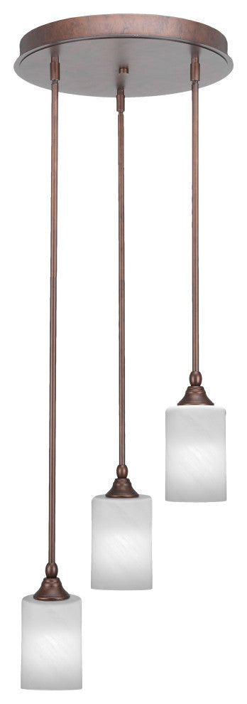 Empire 3-Light Cluster Pendalier, Bronze/White Marble