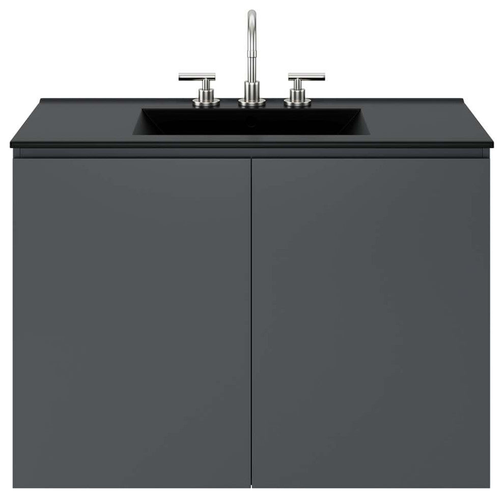 Bryn 36" Wall-Mount Bathroom Vanity, Gray Black
