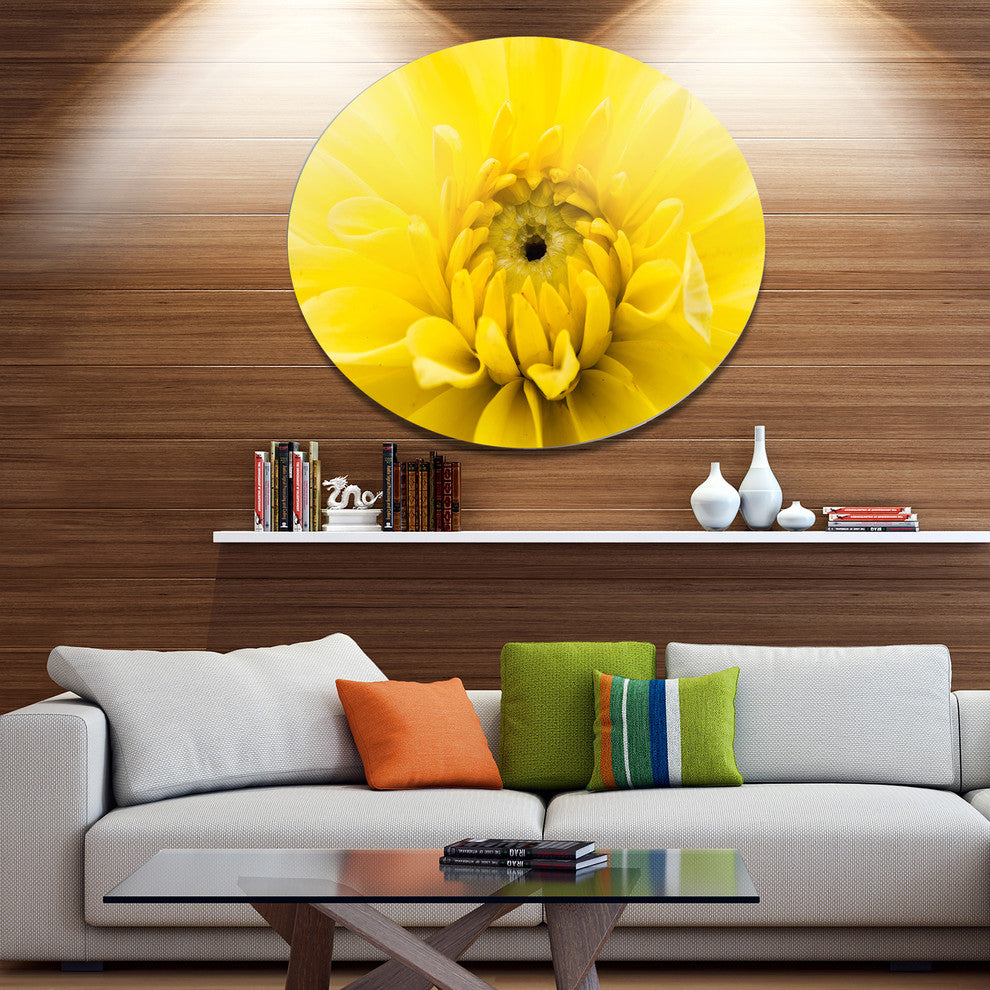 Yellow Chrysanthemum Gold Flower, Flower Disc Metal Wall Art, 11"