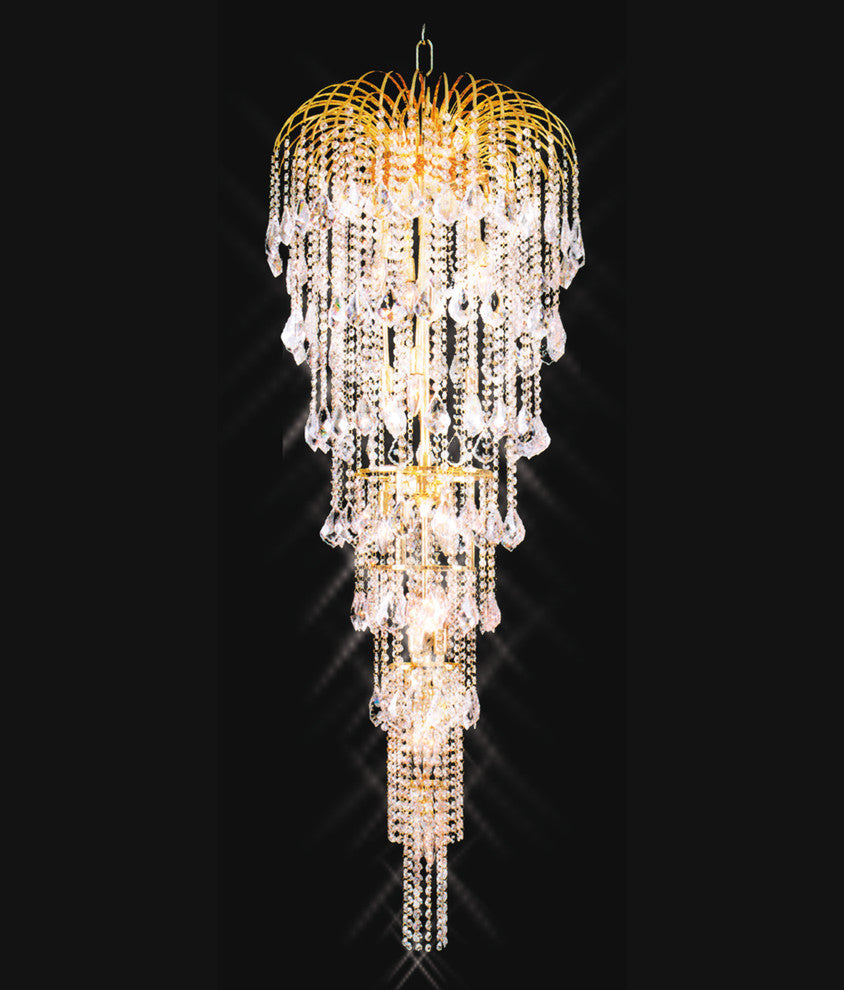 Artistry Lighting Falls Collection Hanging Crystal Chandelier 24x60, Gold