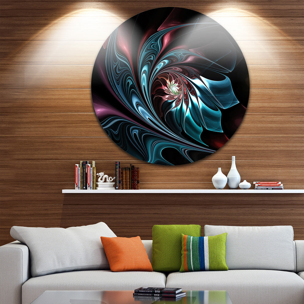 Blue Abstract Floral Shapes, Floral Round Wall Art, 11"