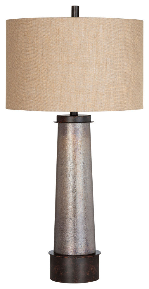 Rhodes 35" Table Lamp With Burlap Drum Shade, Bronze