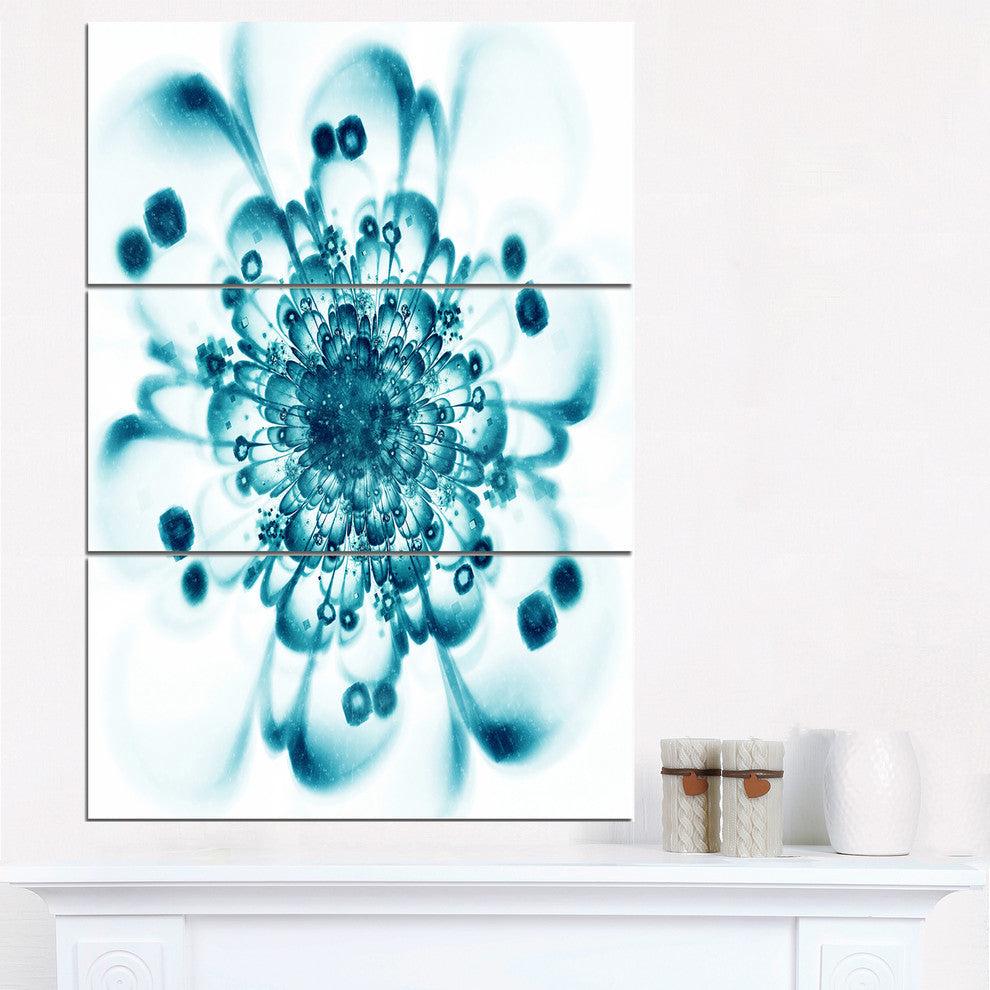 "Typical Blue Snowy Fractal Flower" Metal Wall Art, 3 Panels, 28"x36"