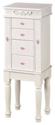 Dazzling Jewelry Armoire With Felt Lined Doors And Drawers, White