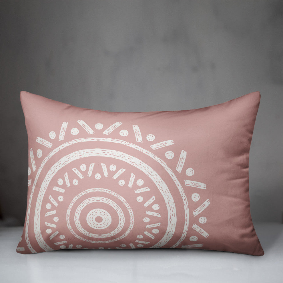 Simple Pink Boho Circle 20x14 Indoor/Outdoor Pillow