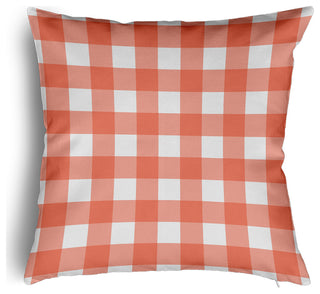 Gingham Plaid Accent Pillow With Removable Insert, Harvest Orange, 16"x16"