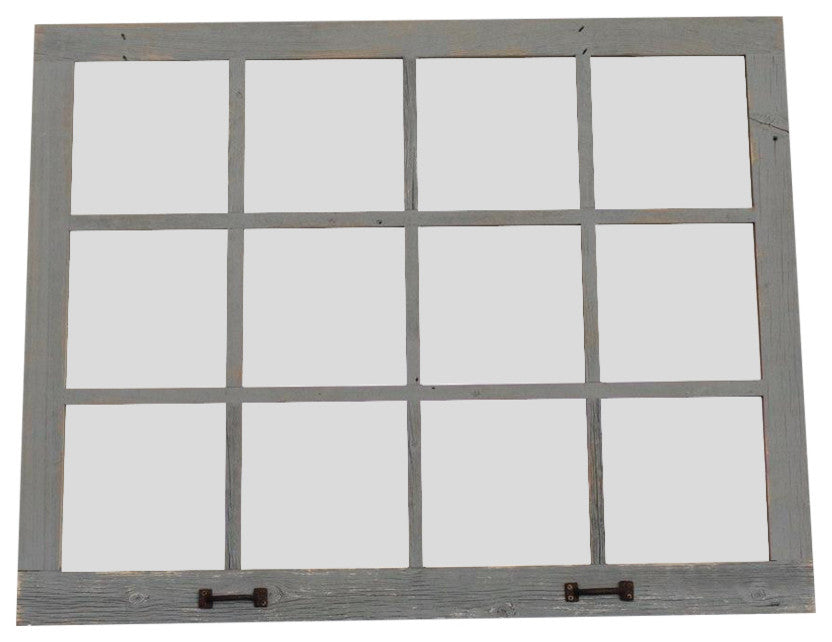 Farmhouse Mirror, 12-Window Panes, Gray