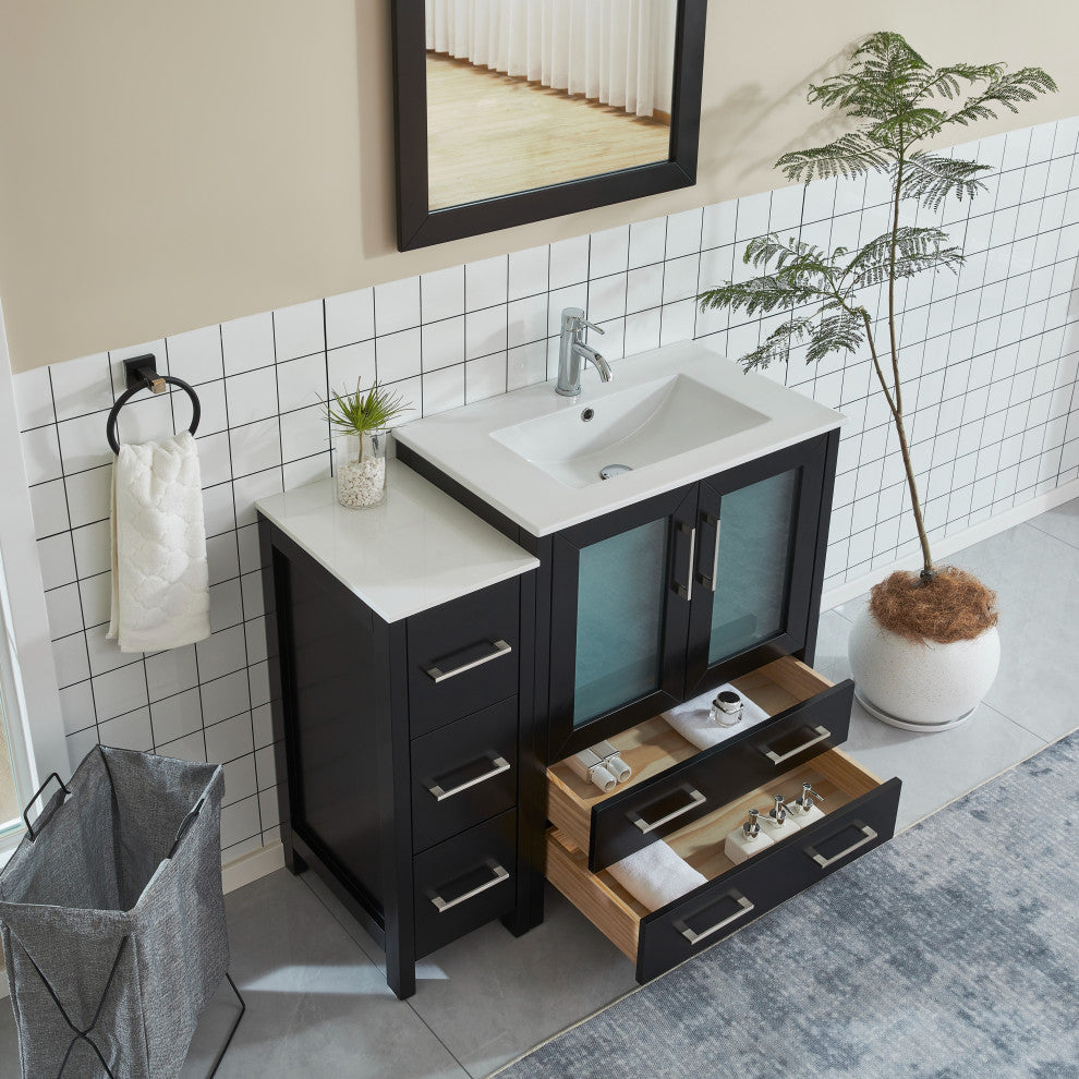 Vanity Art Single-Sink Vanity Set With Ceramic Top, 42", Espresso