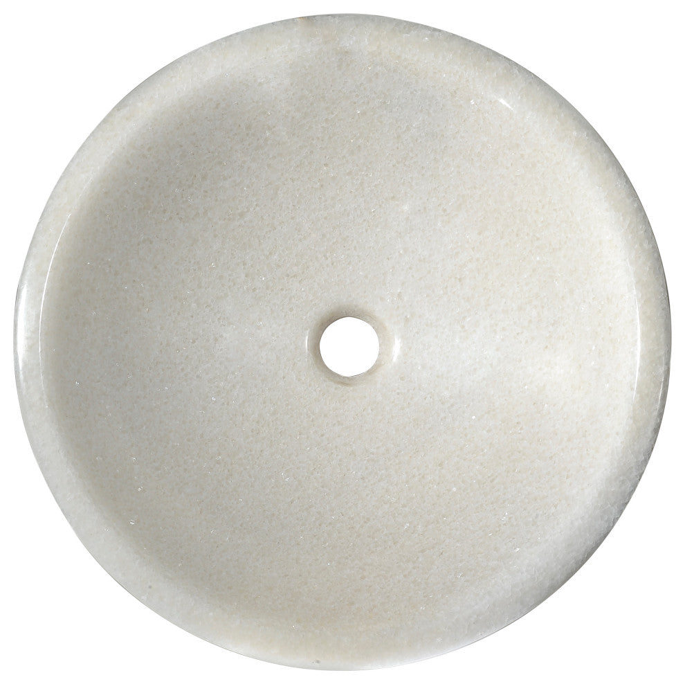 ANZZI Nora Natural Stone Vessel Sink, White Marble