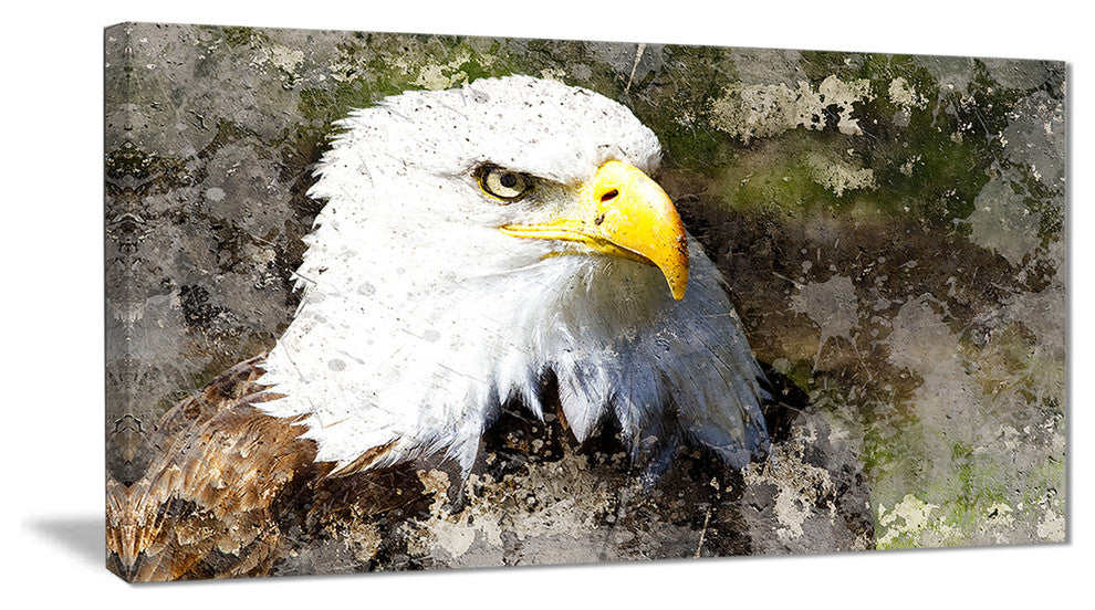 "Eagle Head With Textures" Animal Digital Art Canvas Print