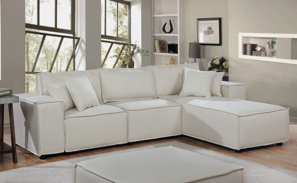 Lilola Home Harvey Sofa With Reversible Chaise, Beige Linen