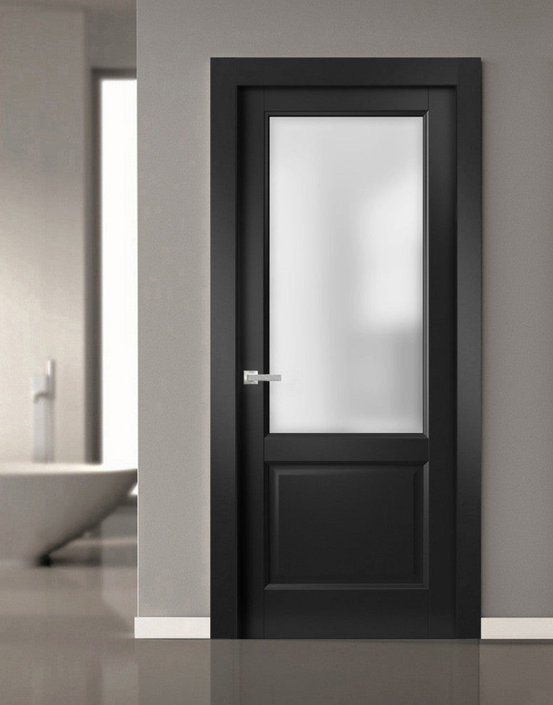 Slab Barn Door 24 x 80, Lucia 22 Black Frosted Glass, Sliding