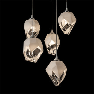 Chrysalis 5-Light Small Crystal Pendant White Finish- Long, White Crystal