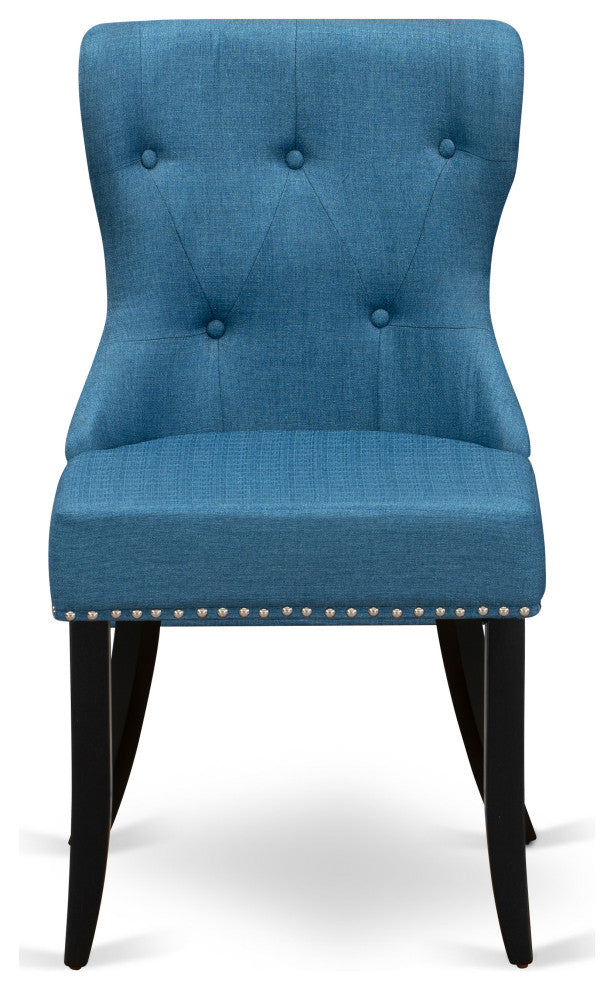 A Dining Set Of 4 Chairs, Mineral Blue Color, 42" Round Table Using Black Color