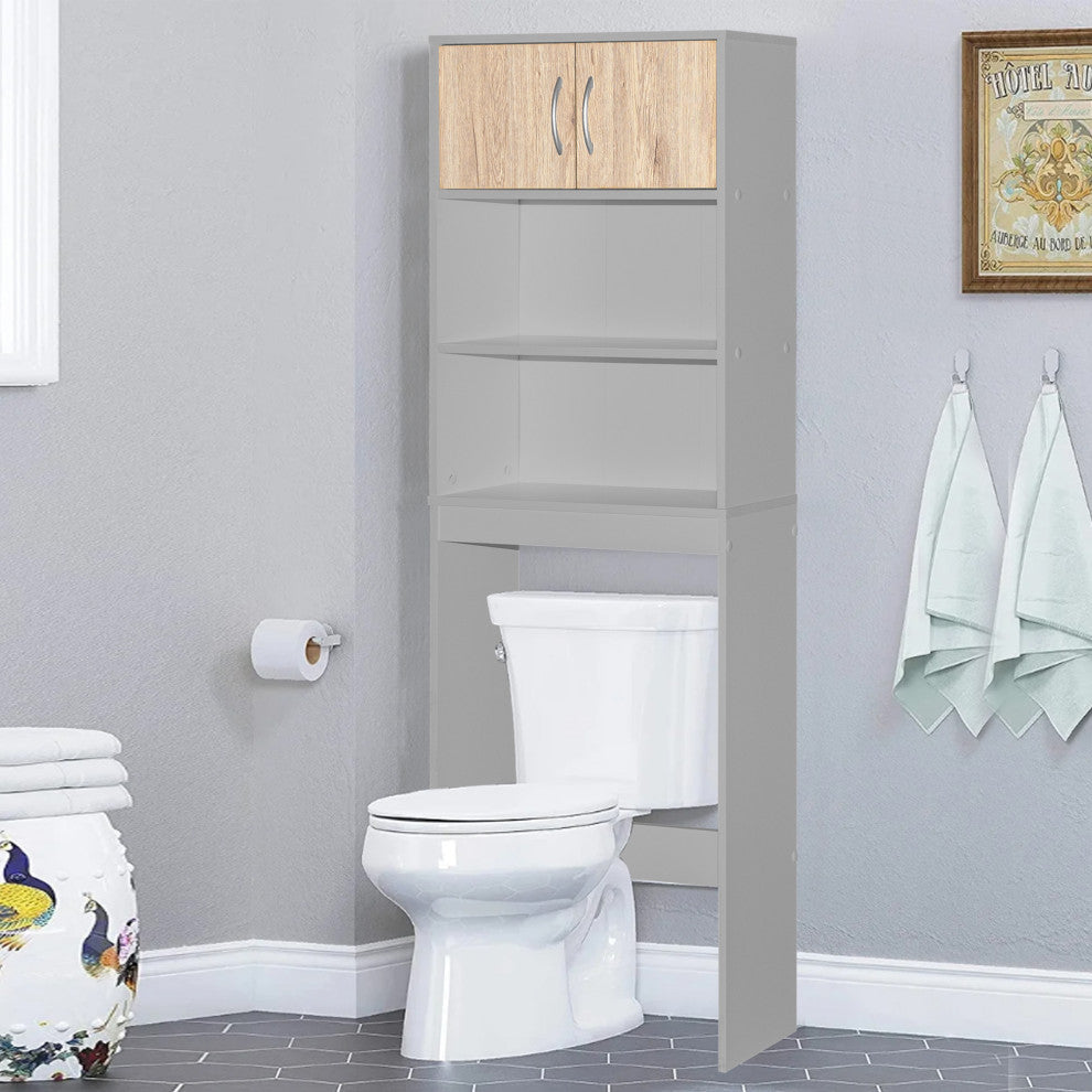 Ace Over-The-Toilet Storage Rack In Light Gray & Natural Oak