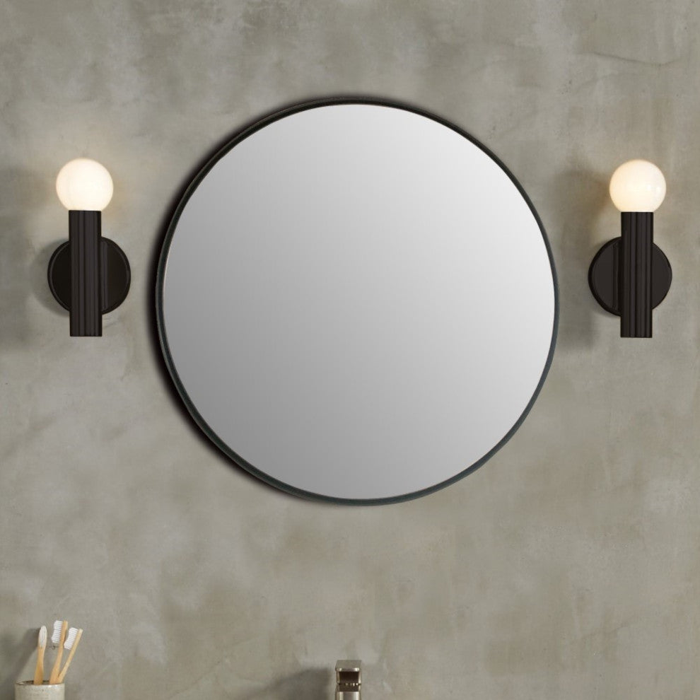 Round Metal Frame Mirror, Matte Black