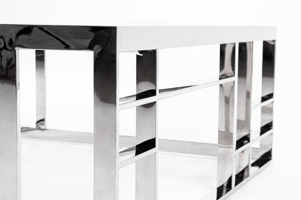 Modrest Stephen Modern Glass and Stainless Steel Square Coffee Table